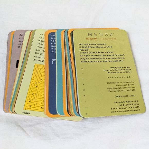 Mensa 75 Card Box Set Riddles, Puzzles, & Games Chronicle Books 2003 - Picture 10 of 11